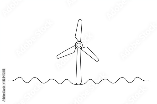 Turbine on a wavy line, abstract concept