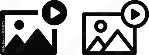 design, button, black, picture, technology, photograph, call, outline, simple, online, two, solid, frame, graphic, image, white, icons, media, symbol