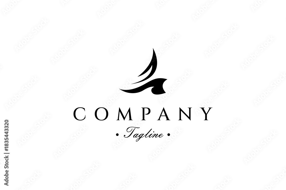 Obraz premium Sailing Ship Logo Design with Abstract Flat Style Concept