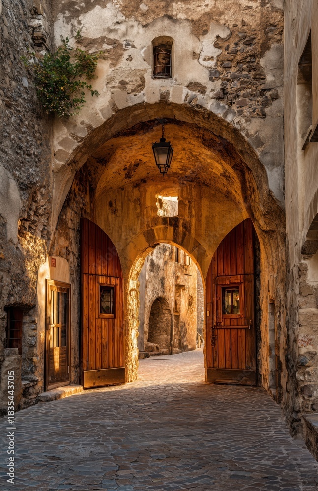 Fototapeta premium Hands Building Miniature Medieval Village Models