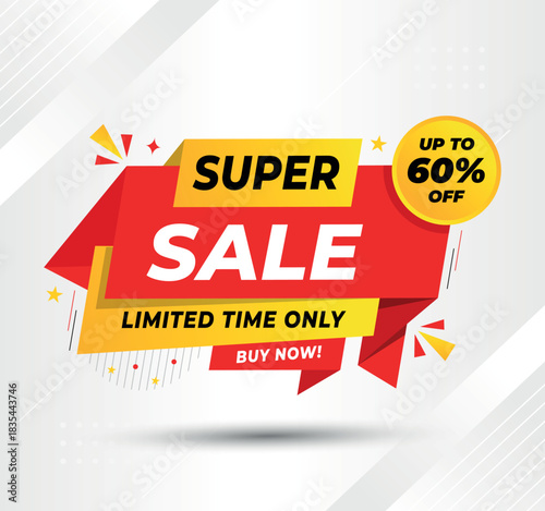 	
Super Sale Limited Time Offer Banner with Up to 60% off	
