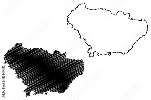 Hadseloya island (Kingdom of Norway, Vesteralen Archipelago) map vector illustration, scribble sketch Hadseloy map