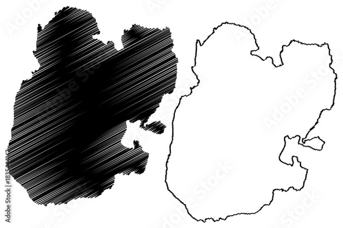 Hemson island (Kingdom of Sweden) map vector illustration, scribble sketch Hemsön map