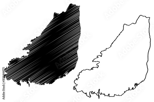 Hisingen island (Kingdom of Sweden) map vector illustration, scribble sketch Hisingen map