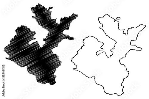 Hjelmsoya island (Kingdom of Norway) map vector illustration, scribble sketch Hjelmsoya map