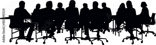 Business Meeting Silhouette - Professionals Sitting on Office Chairs in Discussion
