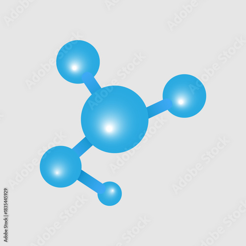 image of a molecule with an arrangement of atoms in the form of small circles connected to each other, symbolizing the concept of science and research