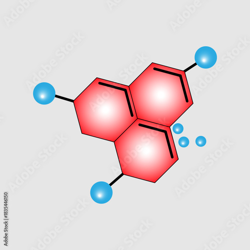 image of a molecule with an arrangement of atoms in the form of small circles connected to each other, symbolizing the concept of science and research