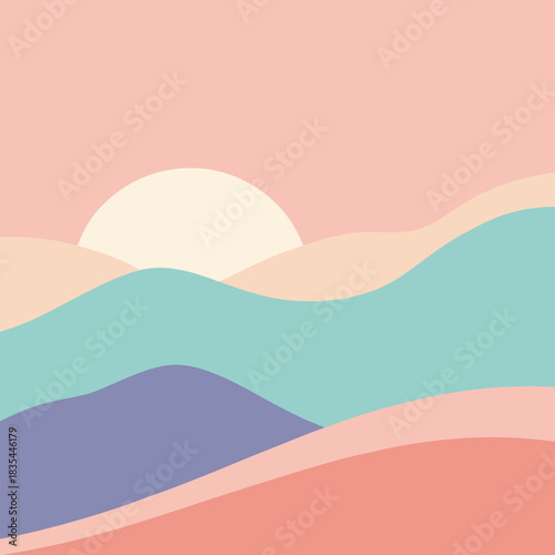 Soft pastel landscape with gentle layers and a minimalist aesthetic