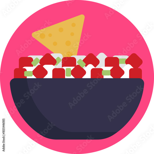 A bowl filled with a chunky mix of diced tomatoes, onions, and cilantro.