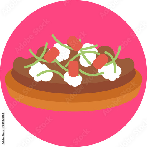 Melted cheese dish served hot in a skillet, often topped with chorizo.