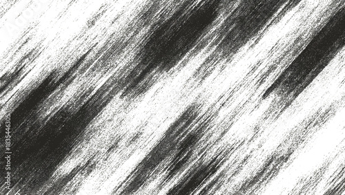 Textured black brush strokes diagonal pattern on white background, abstract art Vector, illustration
