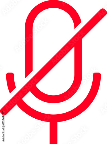 Red Muted Microphone Symbol Icon