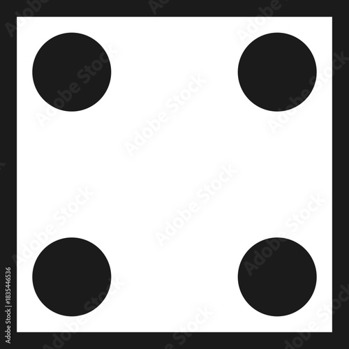 Dice Face Showing Four on White Background