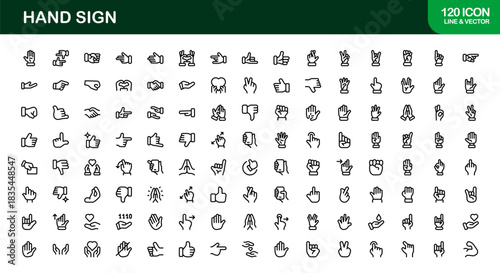Hand Sign Line Icon Set – Modern Minimal Professional Vector Symbols for Universal Use, Clean Outline Gesture Pack for Digital and Print