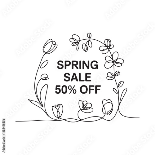 Spring sale 50 percent off floral wreath discount announcement