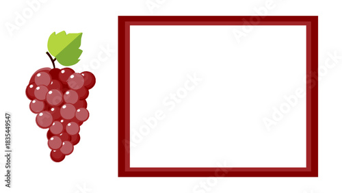 Grape Vector Illustration and frame design. Red Grape Vector Graphic. Ideal for food graphics, packaging, labels, menus, branding, farming themes, botanical projects, and digital artwork