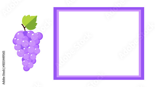Grape Vector Illustration and frame design. Purple Grape Vector Graphic. Ideal for food graphics, packaging, labels, menus, branding, farming themes, botanical projects, and digital artwork
