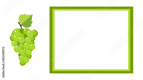 Grape Vector Illustration and frame design. Green Grape Vector Graphic. Ideal for food graphics, packaging, labels, menus, branding, farming themes, botanical projects, and digital artwork