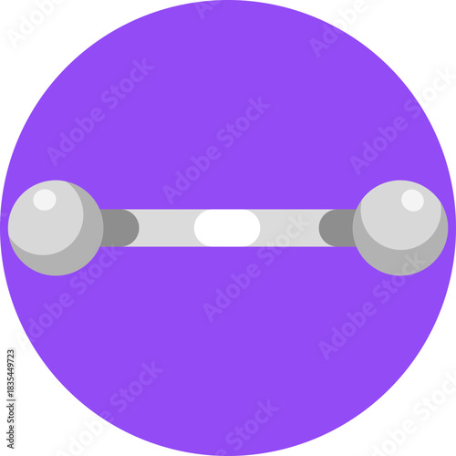 A straight metal bar with decorative ends, worn across the ear.