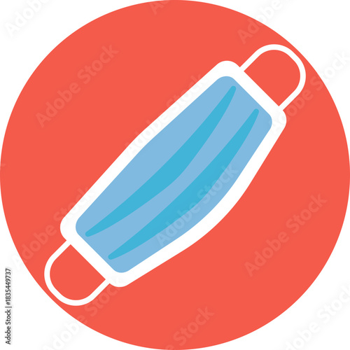 A protective face mask covering the nose and mouth.