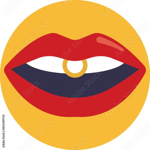 A circular ring designed for lip or mouth piercings.