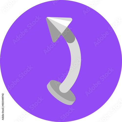 Jewelry shaped in a slight curve, designed for body piercings in flexible areas.