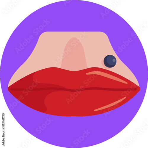 Small decorative stud placed off-center on the upper lip.