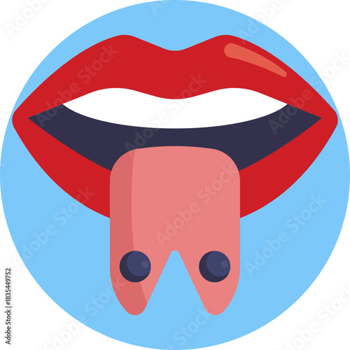 Jewelry inserted in a tongue piercing.