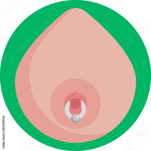 A piercing placed on the nipple.