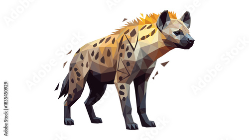 Low poly hyena: geometric wildlife art with modern style