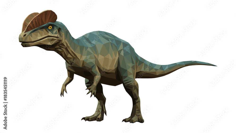 Obraz premium Low poly dinosaur with crest: geometric dinosaur art for kids and education