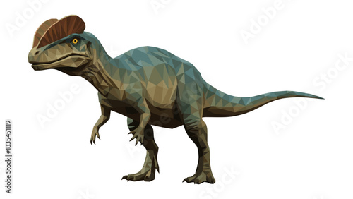 Low poly dinosaur with crest: geometric dinosaur art for kids and education