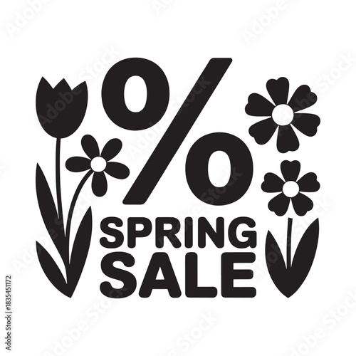 Spring sale discount with flowers and percentage symbol