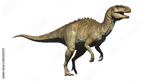 Geometric dinosaur art: low poly style features prehistoric creature design