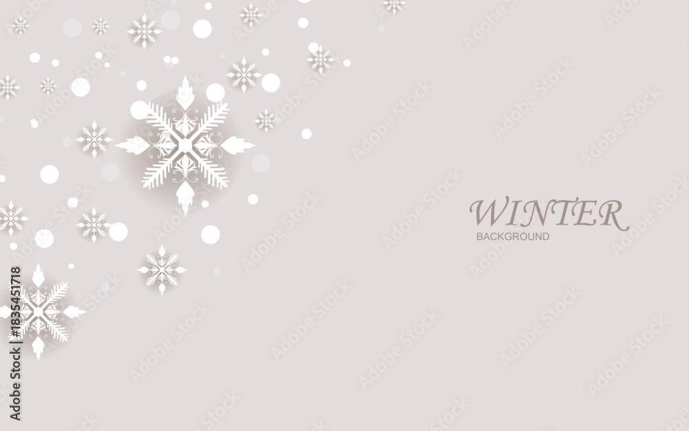 Fototapeta premium Snowflake background design for winter in flat style, snowflakes illustration Vector