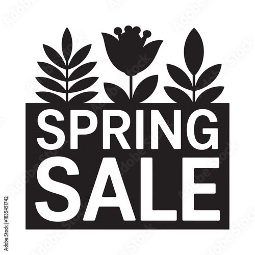 Spring sale announcement with floral accents