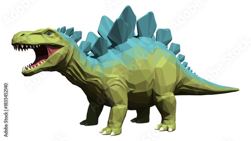 Colorful low poly dinosaur with spiked back design