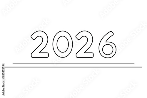 Two thousand twenty-six year outline design with an underline illustration