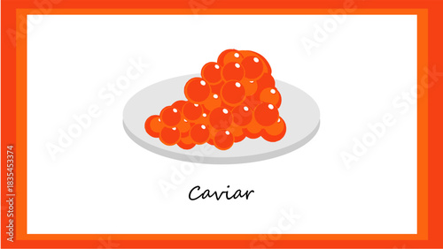 Caviar on Frame Vector Illustration on White Background. Minimalist Caviar Outline for culinary branding, gourmet packaging, restaurant menus, invitations, product labels.