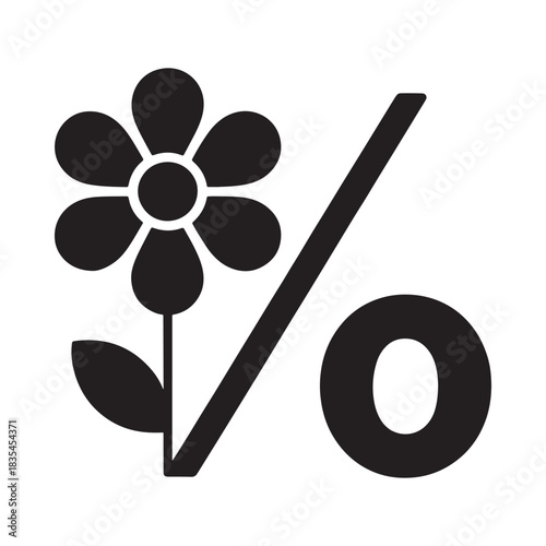 Flower and percentage symbol icon