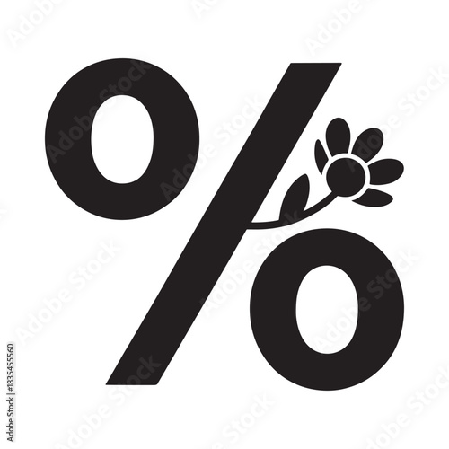 Percentage symbol with a blooming flower accent
