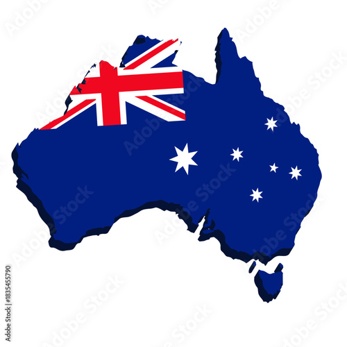 Australia map. Card silhouette. Australia border. Independence Day. Banner, poster template. State borders of country Australia