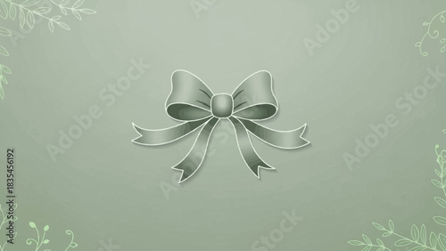 Elegant bow on soft green background for graceful invitations and heartfelt greetings, a touch of classic charm for your heartfelt designs