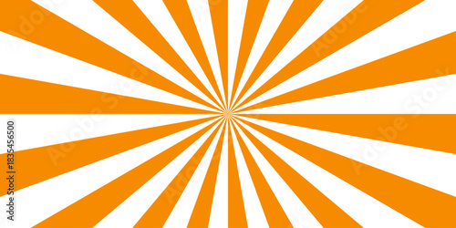Sunburst pattern summer social banner. Orange sunburst stripes background with transparent rays. vibrant orange and white radial burst vector background.