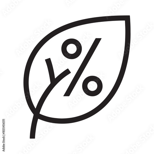 Leaf with percentage symbol icon for eco savings and discounts