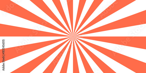 Sunburst pattern summer social banner. Orange sunburst stripes background with transparent rays. vibrant orange and white radial burst vector background.