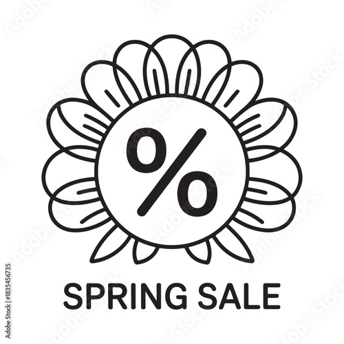 Spring sale discount flower icon with percentage symbol