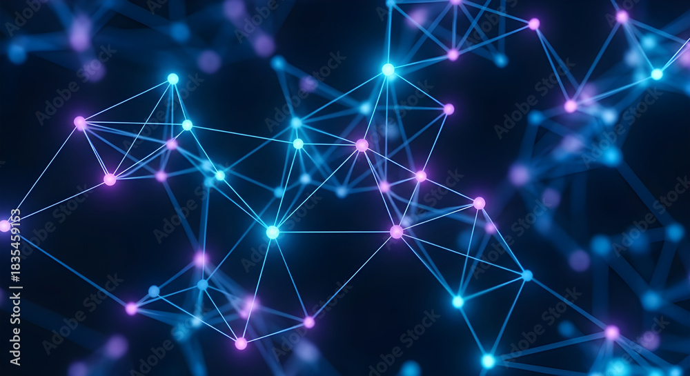 Obraz premium Abstract Network Background Connecting Dots Lines Digital Data
