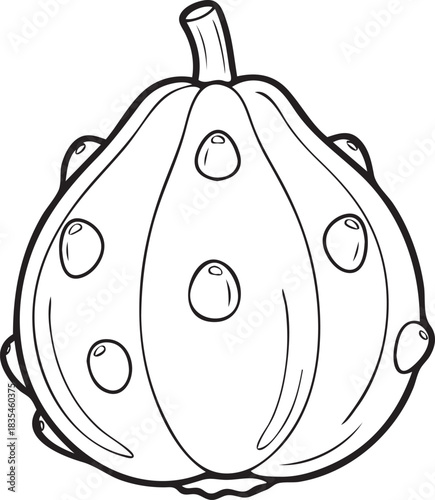 Silhouette of a Fig Cactus in Natural Pose on White Background